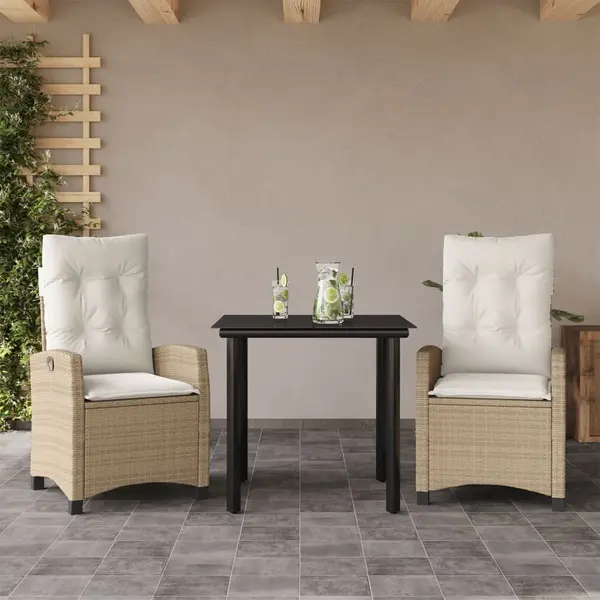 Gossi set mobilier de gradina cu perne, 3 piese, bej, poliratan