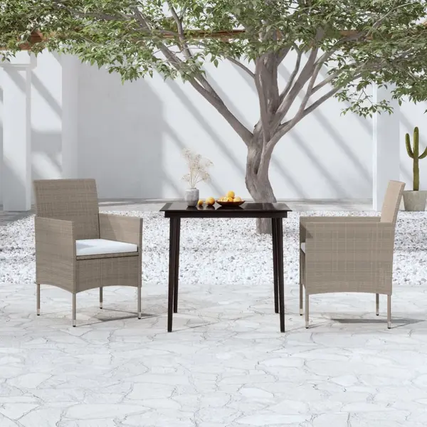 Gossi set mobilier de gradina, cu perne, 3 piese, bej si negru