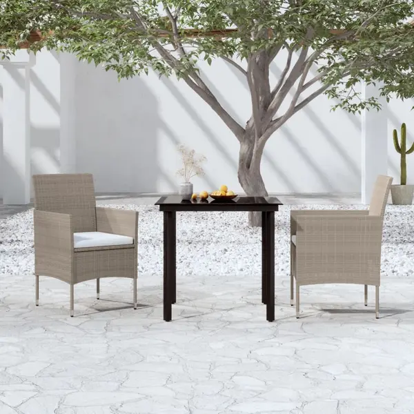 Gossi set mobilier de gradina, cu perne, 3 piese, bej si negru
