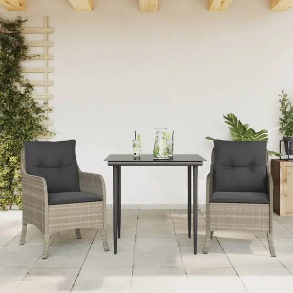 Gossi set mobilier de gradina cu perne, 3 piese,gri deschis,poliratan