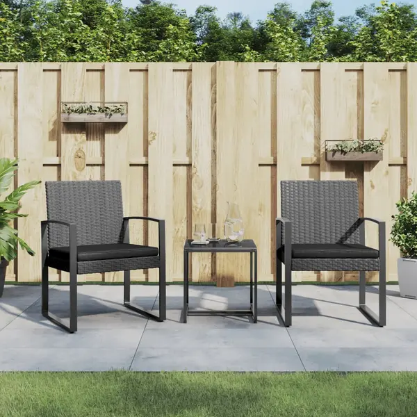 Gossi set mobilier de gradina cu perne, 3 piese, gri inchis, pp ratan