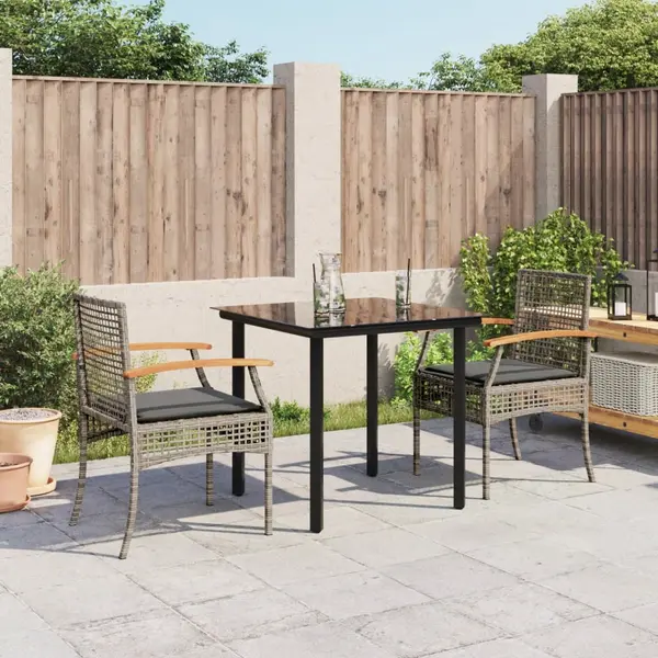 Gossi set mobilier de gradina cu perne, 3 piese, gri, poliratan