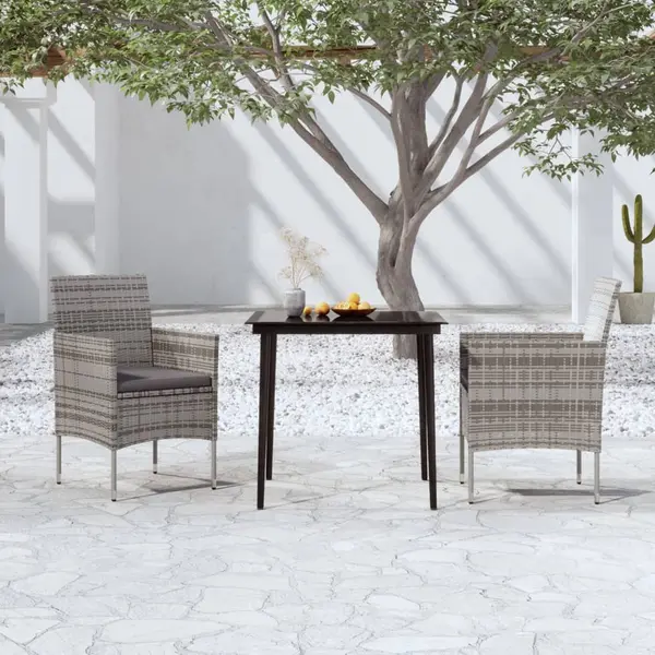 Gossi set mobilier de gradina, cu perne, 3 piese, gri si negru