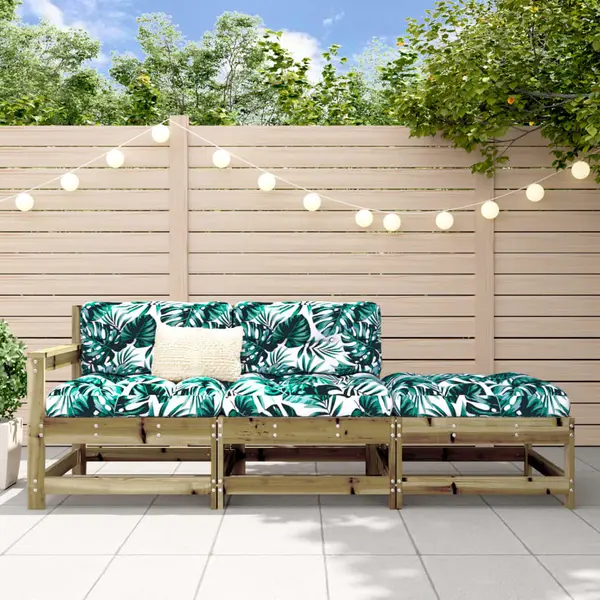 Gossi set mobilier de gradina cu perne, 3 piese, lemn de pin tratat