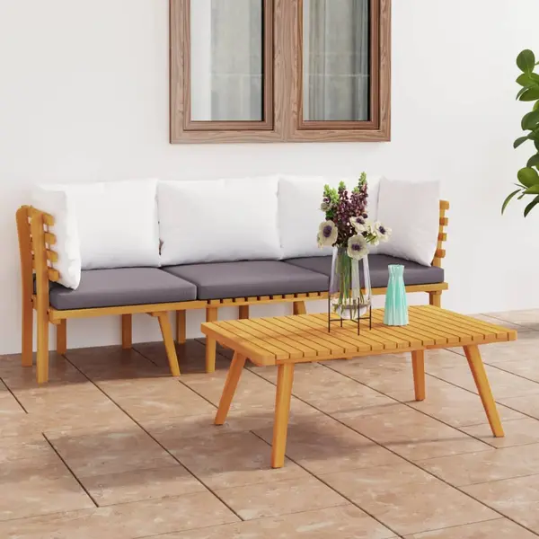 Gossi set mobilier de gradina cu perne, 3 piese, lemn masiv acacia