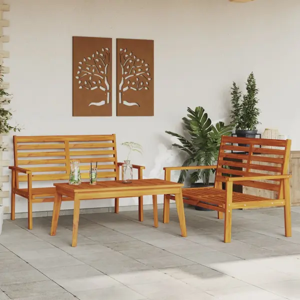 Gossi set mobilier de gradina cu perne, 3 piese, lemn masiv acacia