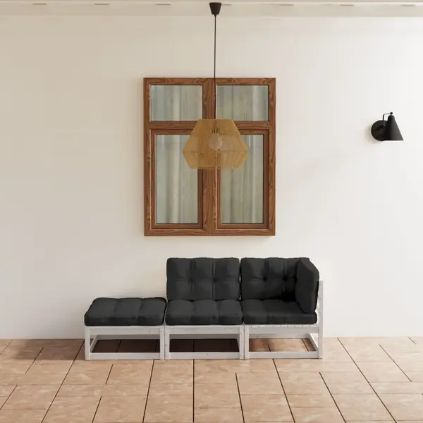 Gossi set mobilier de gradina cu perne, 3 piese, lemn masiv de pin