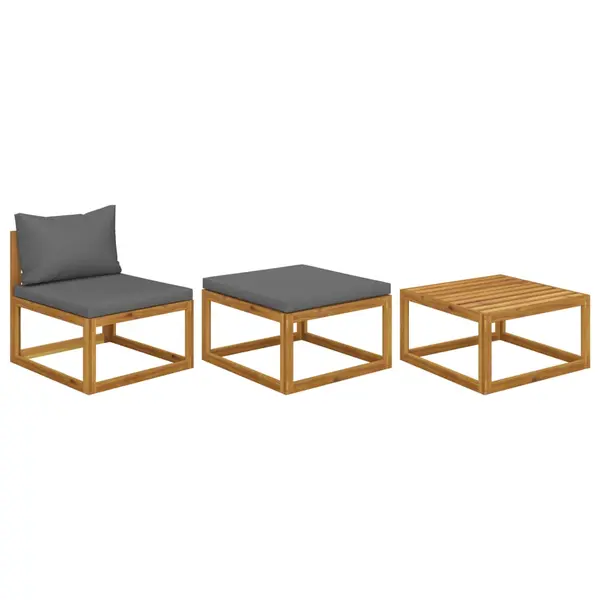 Gossi set mobilier de gradina cu perne, 3 piese, lemn masiv de acacia