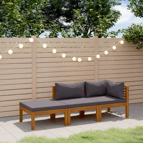 Gossi set mobilier de gradina cu perne, 3 piese, lemn masiv de acacia