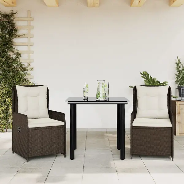 Gossi set mobilier de gradina cu perne, 3 piese, maro, poliratan
