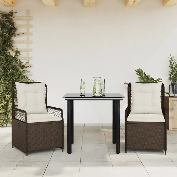 Gossi set mobilier de gradina cu perne, 3 piese, maro, poliratan