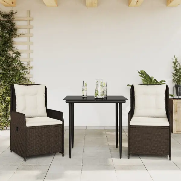 Gossi set mobilier de gradina cu perne, 3 piese, maro, poliratan