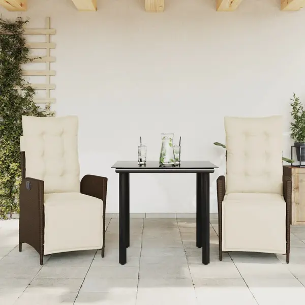 Gossi set mobilier de gradina cu perne, 3 piese, maro, poliratan
