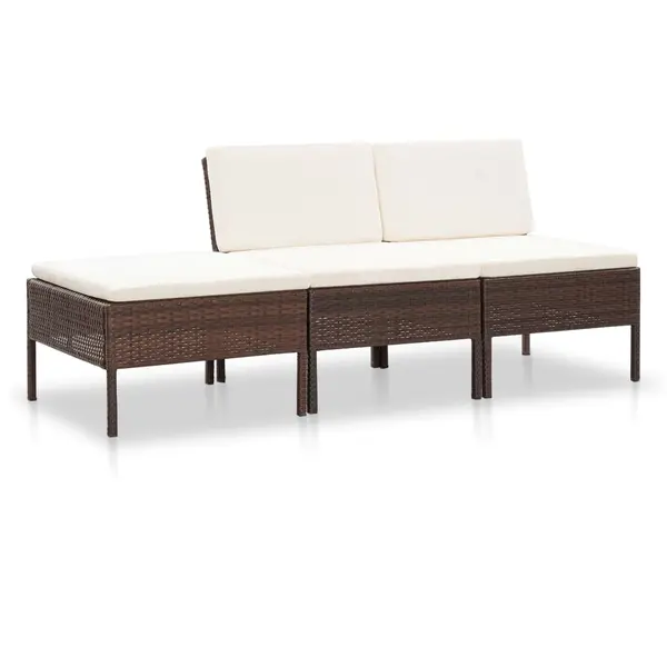 Gossi set mobilier de gradina cu perne, 3 piese, maro, poliratan