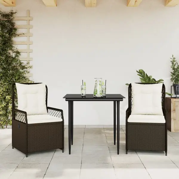 Gossi set mobilier de gradina cu perne, 3 piese, maro, poliratan