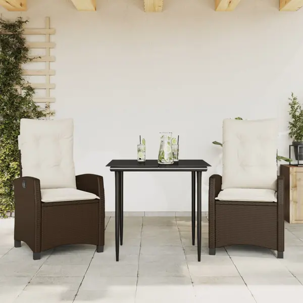 Gossi set mobilier de gradina cu perne, 3 piese, maro, poliratan