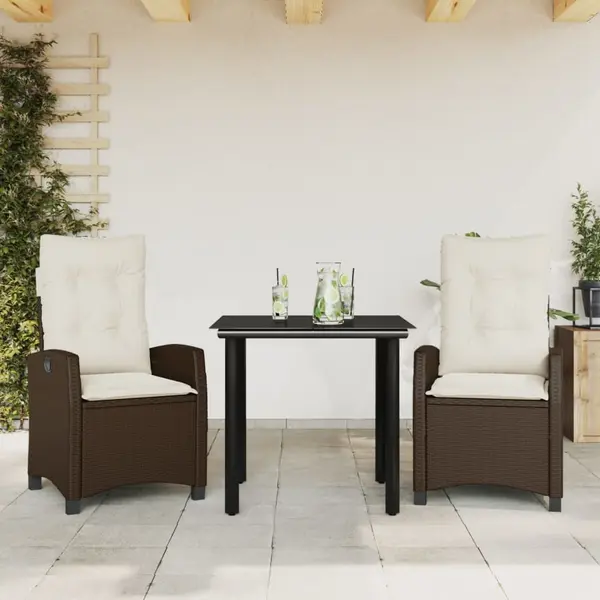 Gossi set mobilier de gradina cu perne, 3 piese, maro, poliratan
