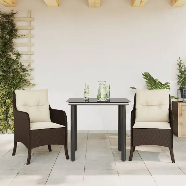 Gossi set mobilier de gradina cu perne, 3 piese, maro, poliratan