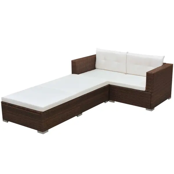 Gossi set mobilier de gradina cu perne, 3 piese, maro, poliratan
