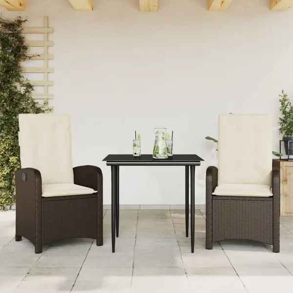 Gossi set mobilier de gradina cu perne, 3 piese, maro, poliratan