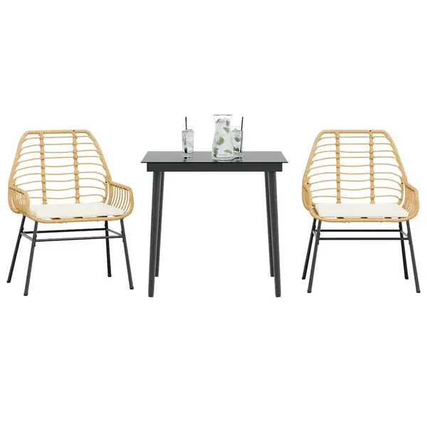 Gossi set mobilier de gradina cu perne 3 piese maro sticla polirattan