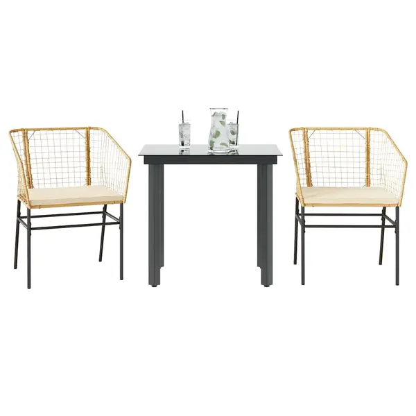 Gossi set mobilier de gradina cu perne 3 piese maro sticla polirattan