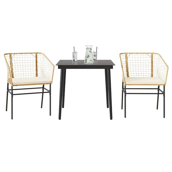 Gossi set mobilier de gradina cu perne 3 piese maro sticla polirattan