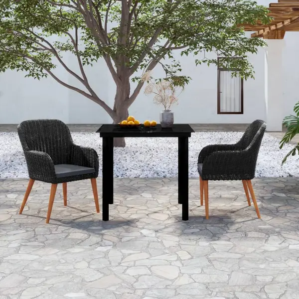 Gossi set mobilier de gradina cu perne, 3 piese, negru