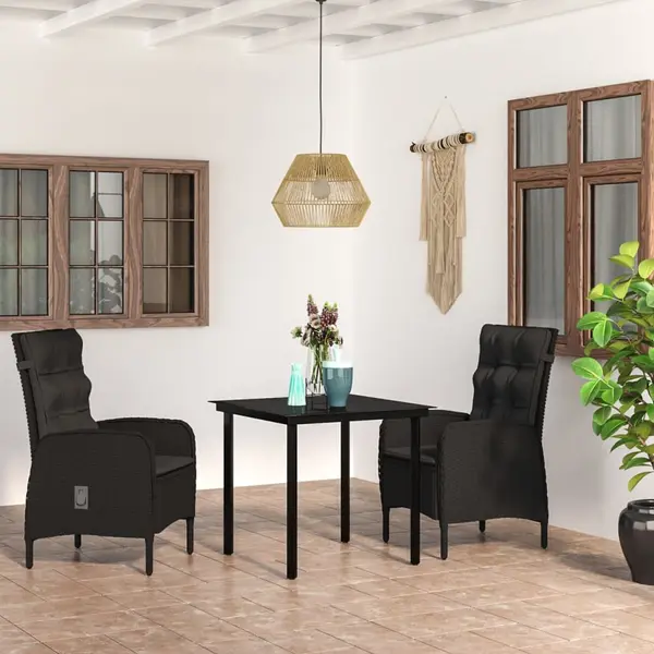 Gossi set mobilier de gradina, cu perne, 3 piese, negru
