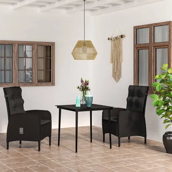 Gossi set mobilier de gradina cu perne, 3 piese, negru