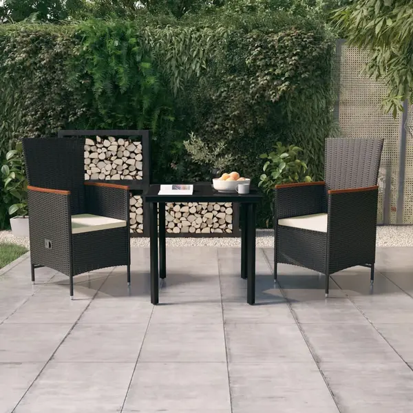 Gossi set mobilier de gradina cu perne, 3 piese, negru
