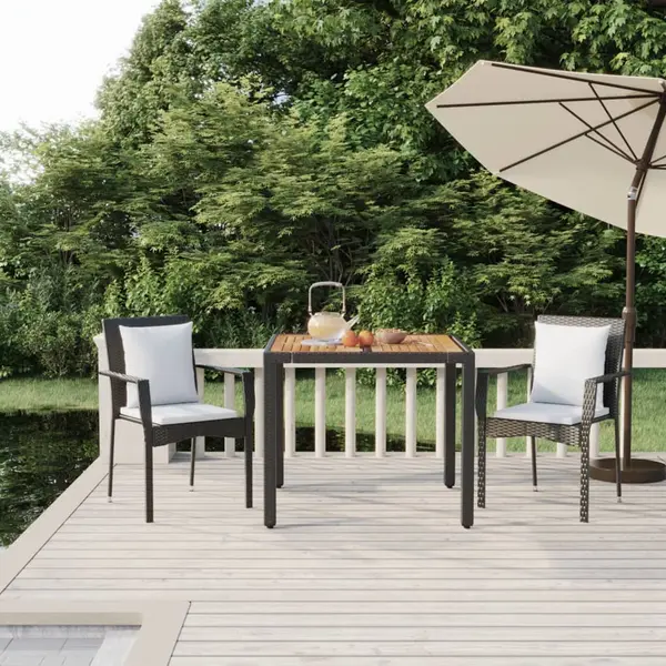 Gossi set mobilier de gradina cu perne, 3 piese, negru, poliratan