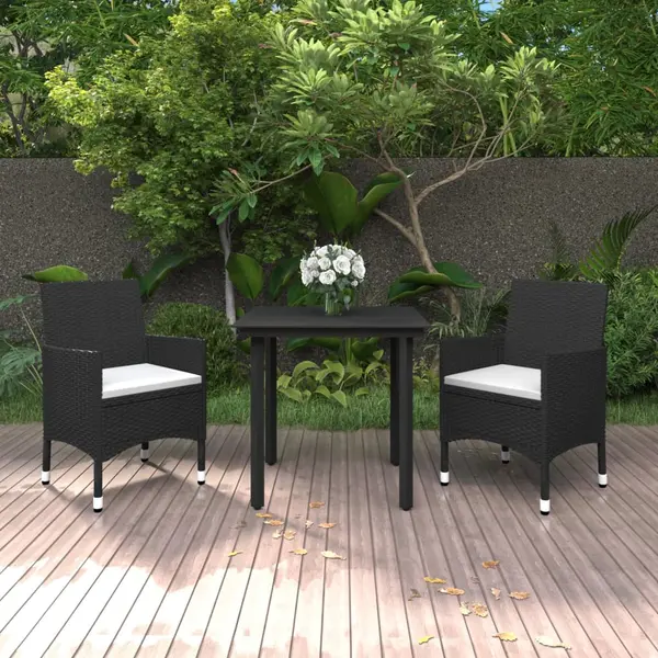 Gossi set mobilier de gradina cu perne, 3 piese, poliratan si sticla