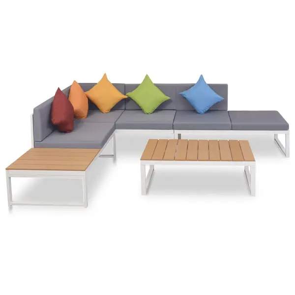 Gossi set mobilier de gradina cu perne, 4 piese, aluminiu si wpc