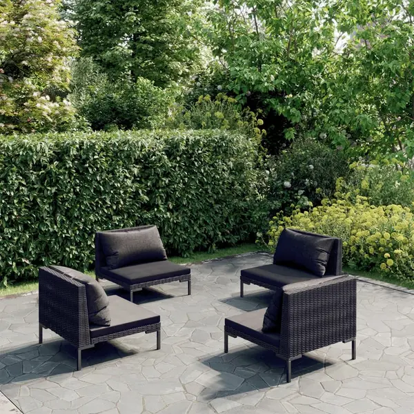 Gossi set mobilier de gradina cu perne 4 piese gri inchis poliratan
