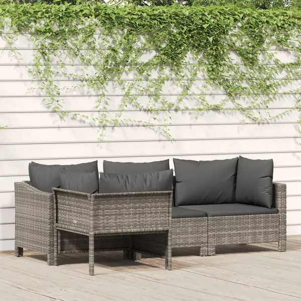 Gossi set mobilier de gradina cu perne, 4 piese, gri, poliratan