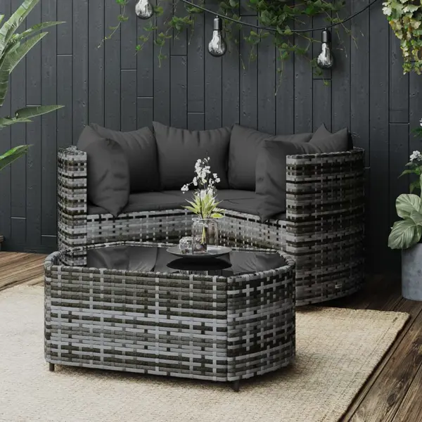 Gossi set mobilier de gradina cu perne, 4 piese, gri, poliratan