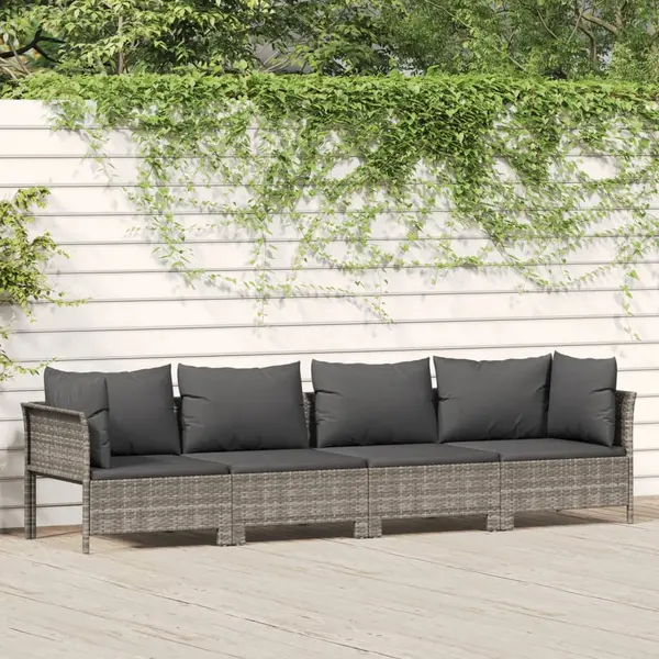 Gossi set mobilier de gradina cu perne, 4 piese, gri, poliratan