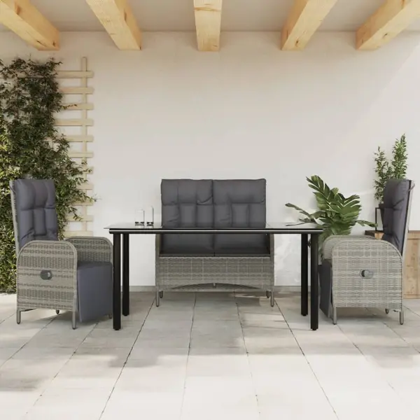 Gossi set mobilier de gradina cu perne, 4 piese, gri, poliratan