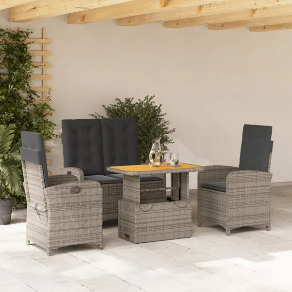 Gossi set mobilier de gradina cu perne, 4 piese, gri, poliratan