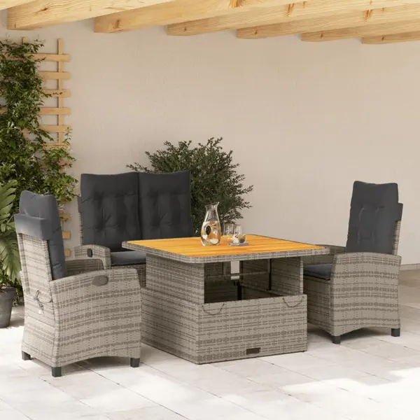 Gossi set mobilier de gradina cu perne, 4 piese, gri, poliratan