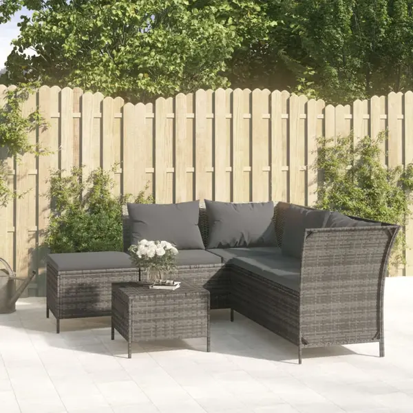 Gossi set mobilier de gradina cu perne, 4 piese, gri, poliratan