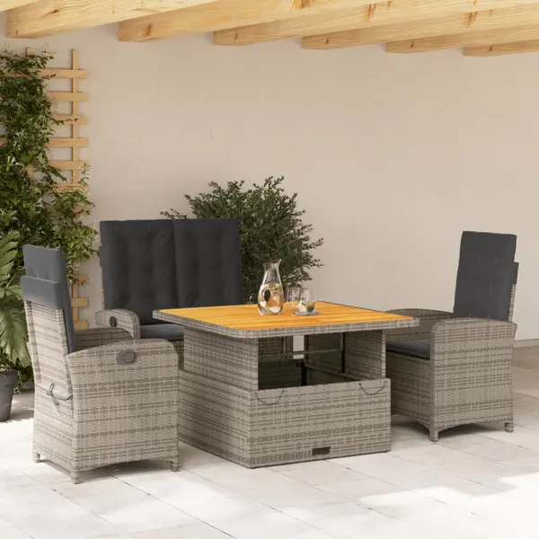 Gossi set mobilier de gradina cu perne, 4 piese, gri, poliratan