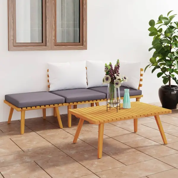 Gossi set mobilier de gradina cu perne, 4 piese, lemn masiv de acacia