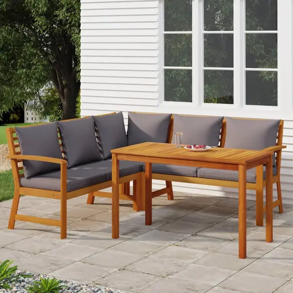 Gossi set mobilier de gradina cu perne, 4 piese, lemn masiv de acacia