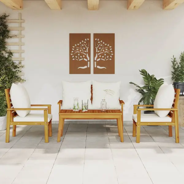 Gossi set mobilier de gradina cu perne, 4 piese, lemn masiv de acacia