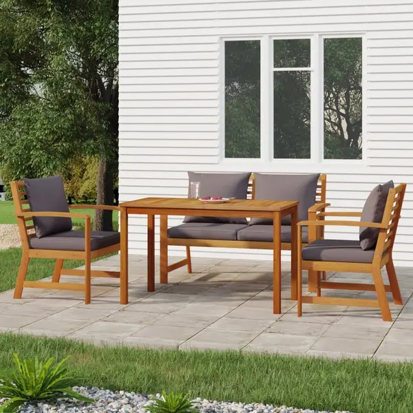 Gossi set mobilier de gradina cu perne, 4 piese, lemn masiv de acacia