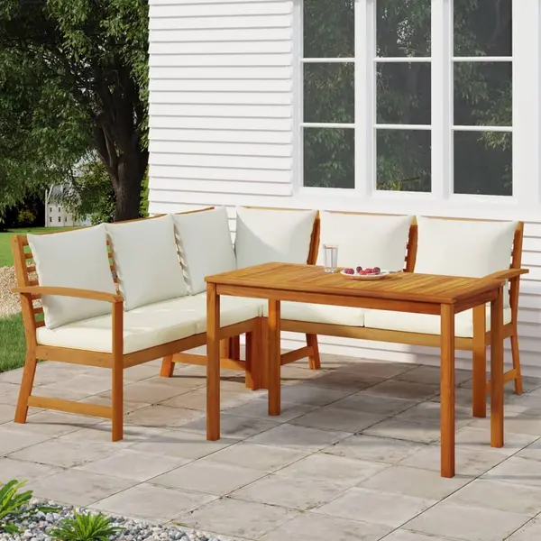 Gossi set mobilier de gradina cu perne, 4 piese, lemn masiv de acacia