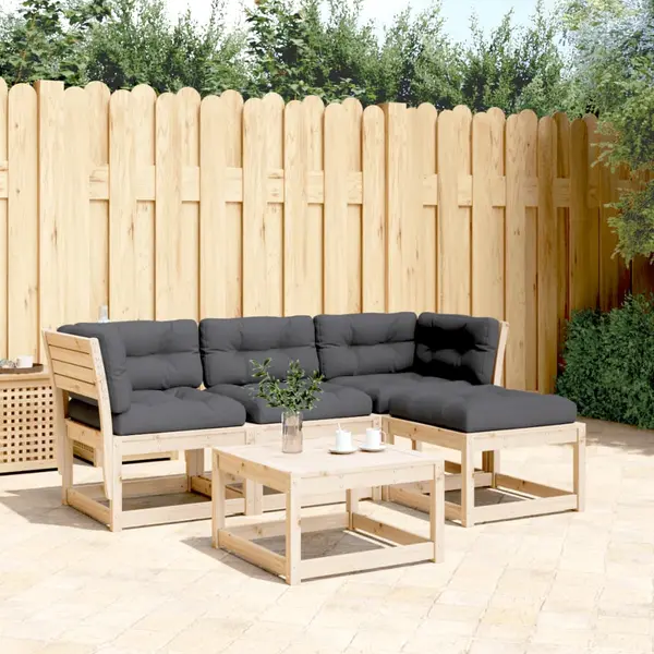 Gossi set mobilier de gradina cu perne, 4 piese, lemn masiv de pin