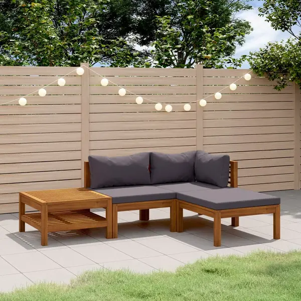 Gossi set mobilier de gradina cu perne, 4 piese, lemn masiv de acacia